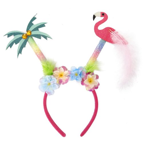 HOXIEYA Summer Headband Flamingo Hair Band Tropical Hairband for Women and Girls Cute Flamingo Palm Tree Design Hair Accessories Hawaii Birthday Party Decoration (palm+flamingo)