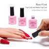 AIMEILI Soak Off U V LED Gel Nail Polish - Base Coat, Matte Top and No Wipe Top Coat Kit Set 10ML