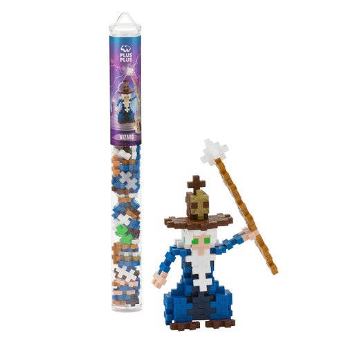 PLUS PLUS 3D Puzzle Cryptid Construction Building Block Set, Fun Fantasy Figures Stem Toys for Kids, 70 Interlocking Pieces - Wizard Mini Maker Tube