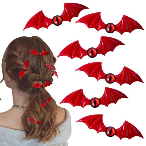 IDDFEVE 6Pcs Halloween Devil Eyes Wing Hair Clips, Dark Gothic Eyeball wit Red Bat Wing Edge Hair...