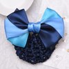 KDDOM Lady Bow Hair Bun Net,Professional Woman Bowknot Decor Barrette Snood Net Hair Clip(Blue)