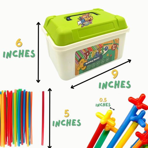 MOTTOYS 500 Pcs Fort Building Kit - 250 Sticks, 250 Connectors Straw Constructor Toys STEM Building Toys - Creative Indoor Buildable Kit for Kid - Outdoor Toys for Kid Ages 4-8 - DIY Interlocking Toys