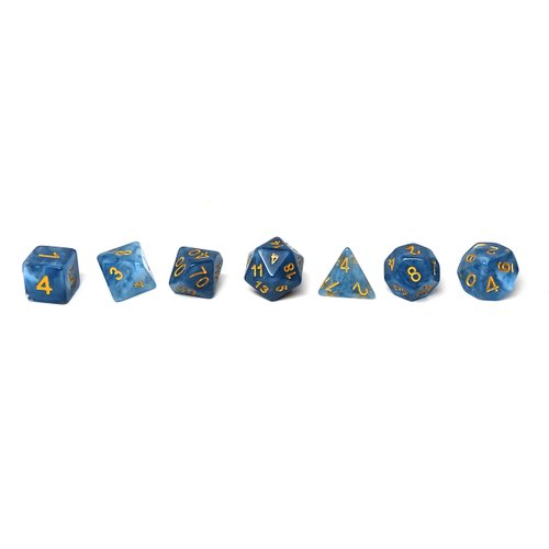 Blue Ivory Polyhedral Dice Set | 7 Piece | PRISTINE Edition | FREE Carrying Bag | Hand Checked Quality