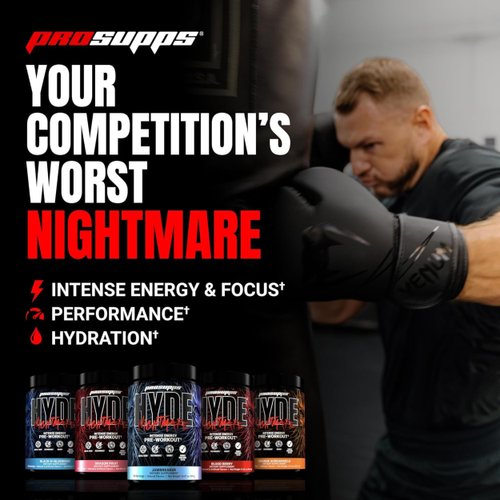 PROSUPPS Hyde Nightmare Pre-Workout Powder Energy Drink - Intense Energy, Mental Focus & High Performance, Loaded with Citrulline, Beta Alanine, & Nootropics (30 Servings, Blood Berry)