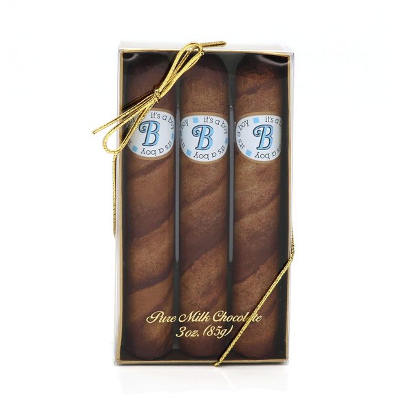 "It's a Boy" Royale Milk Chocolate Cigars in 3 Pc Cigar Gift Box