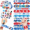 Cherisnowy 48 Skiing 24PCS Skiing Temporary Tattoos Sticker 24PCS Slap Bracelets Perfect for Themed Birthday Party Favors Baby Showers or Classroom Rewards Ideal Decor and Gifts for Girls and Boys