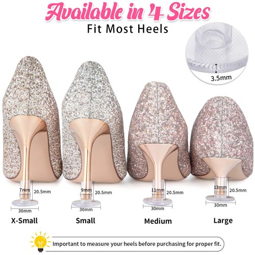 Heel Protectors for Grass, 21 Pairs 4 Sizes Heel Stoppers for Grass, Heel Covers for High Heel Shoes, High Heel Protectors for Walking on Grass, Heel Covers for Grass Wedding Shoes, Clear