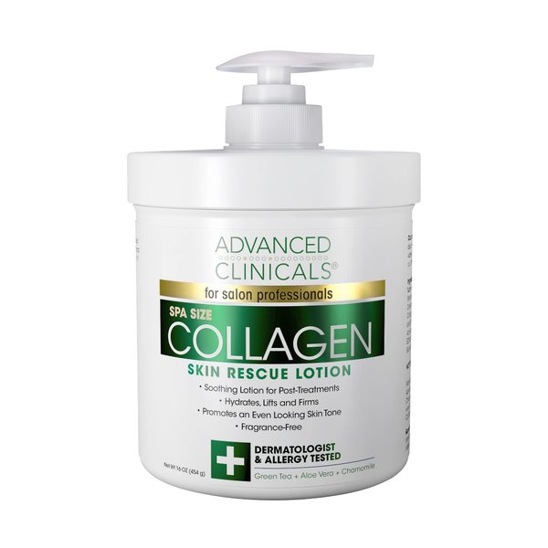 Advanced Clinicals Collagen Cream Moisturizer Body Lotion & Face Cream | Dry Skin Rescue Collagen Lotion | Skin Tightening Cream | Skin Firming + Tightening Lotion | Body Skin Care Products, 16 Ounce
