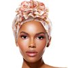 TouchUps Hair Bun Cap Hair Protection Head Wrap Hairbun Cap Wrap African Turban Pattern Headwrap Headscarf Off-White