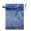 Ankirol 100pcs Sheer Organza Favor Bags For Wedding Baby Shower Rattan Print Gift Bags Samples Display Drawstring Pouches (5x7 inch, blue)