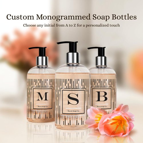 Monogrammed Liquid Hand Soap | Choose from Letters A to Z | Citrus Bloom Scent | Personalized Monogram Liquid Hand Soap for Bathroom | Cruelty & Paraben Free |12 oz - Letter L