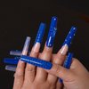 LOVFUL Press on Nails Little Blue Bear | Handmade with Full Covered Crystals | Reusable Fake Nails | 2.16in Long Square | H132-M
