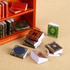 27 Pieces 1: 12 Scale Miniatures Dollhouse Books and 1 Pieces Wooden Bookcase 4 Floors Dollhouse Bookshelf Dollhouse Miniature Furniture Mini Books Model Dollhouse Decoration Accessories