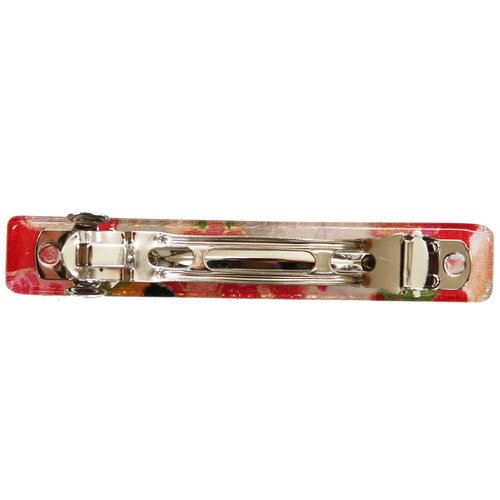 Japanese Kyoto Chirimen Barette Hair Clip/Clasp (Red/Pink)