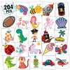Partywind Kids Temporary Tattoos, 204 PCS Fake Tattoo Stickers for Kids Party Supplies Favors Decorations, Surprise Birthday Goodie Bag Stuffers (Individually Wrapped)