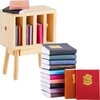 13 Pieces 1:12 Scale Miniatures Dollhouse Books with Mini Dollhouse Miniature Dollhouse Accessories Wooden Rack Bookshelf Mini Books Miniatures Furniture Decoration for Dollhouse Pretend Play Gift