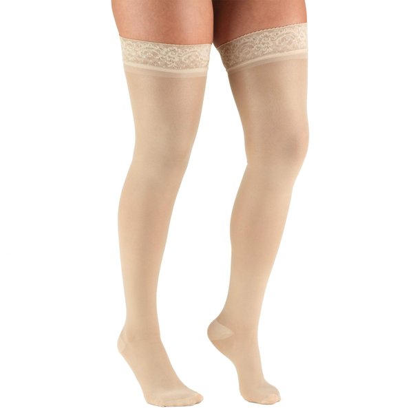 Truform Sheer Compression Stockings, 20-30 mmHg, Women's Thigh High Length, 30 Denier, Nude, Medium