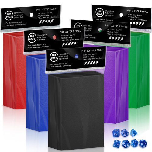500 Count Card Sleeves for Trading Cards, Matte Deck Guard Card Sleeves, Card Protectors Sleeves for MTG, Baseball/Sports Cards, Yugioh Card, Game Card (5 Colors)