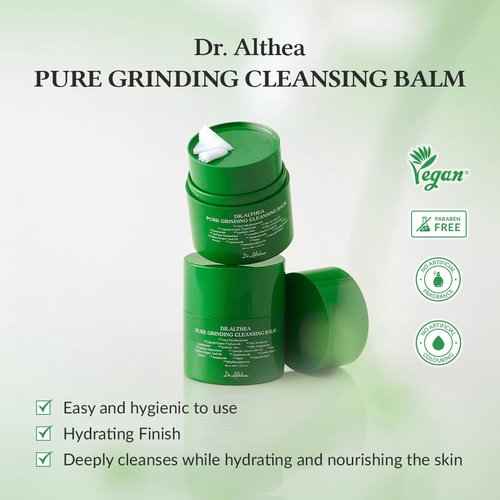 Dr.Althea Pure Grinding Cleansing Balm | Hygenic One-Step Makeup Remover with Madecassoside | Non-Greasy Sorbet Texture | Gentle, Soothing for All Skin Types | Korean Vegan Skincare | 1.69 Fl Oz