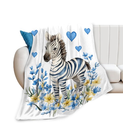 Cute Zebra Blanket Soft Cozy Zebra Plush Throw Blanket Super Warm Grassland Animals Fleece Fuzzy Bedding Decor Blanket Zebra Gifts for Kids Girls Boys Women Bed Stuff 40"X50"