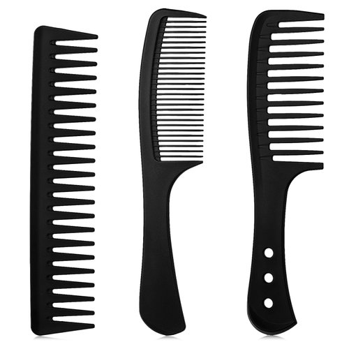 3 PCS Wide Tooth Detangling Hair Comb Detangling Hair Comb Hair Styling Comb Set, Wide Tooth Detangling Comb, Hair Styling Comb Set for Women and Men Curly Straight Long Hair (Black)