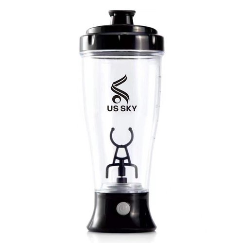 Electric Protein Shaker, Blender Bottle for gym or preworkout, Shaker Water Bottle with Action-Rod Wire Mixer, Helimix drink mixer, Shaker Bottles for Protein Mixes With Storage 16oz (black)