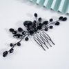 Teyglen Black Crystal Hair Comb Bridal Black Rhinestone Hair Comb Wedding Hair Accessories Shiny Black Rhinestone Side Hair Comb Black Headpiece Hair Pieces for Women Bride Girls