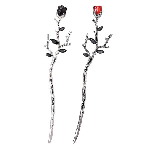 Leadigol 2Pcs Rose Hair Sticks, Retro Rose Hair Chopsticks, Metal Rose Flower Hair Fork, Flower Hair Chignon Pins, Hair Accessories for Women Girls