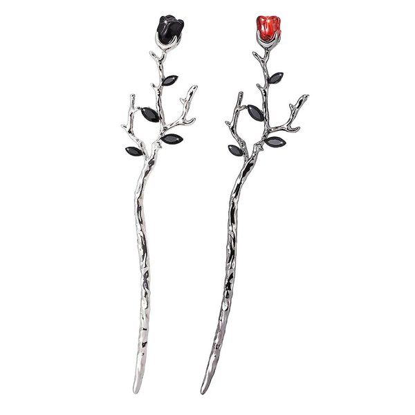 Leadigol 2Pcs Rose Hair Sticks, Retro Rose Hair Chopsticks, Metal Rose Flower Hair Fork, Flower Hair Chignon Pins, Hair Accessories for Women Girls