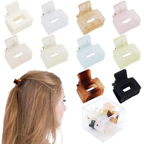 AHONEY 10Pcs Mini Hair Clips for Women Girls, 1 Inch Matte Jaw Clips, Strong Hold Hair Barrettes Clip with Gift Box