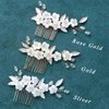 Latious Flower Bride Wedding Hair Comb Bridal Leaf Hair Clip Rhinestone Hair Piece Bridesmaids Hair Accessories for Women and Girls (A-Silver)