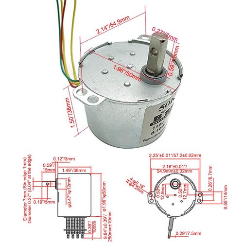 Bringsmart 50KTYZ 110V 10rpm AC Synchronous Motor CW/CCW Gear Motor Low Noise Slow Speed Reducer Motor for Barbecue Motor