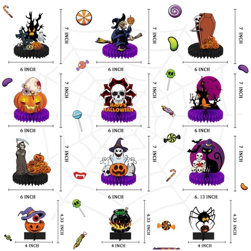 12pcs Halloween Decorations Honeycomb Centerpieces，purple Bloody Halloween Centerpieces ，Tables Toppers Party Decorations Supplies, Halloween Table Centerpieces for Halloween Party Decorations