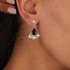 Sttiafay Vintage Black Crystal Teardrop Earrings Crystal Tassel Drop Earrings Gold Pearl Stud Earrings Black Onyx Earring Jewelry for Women