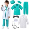 Doctor Costume for Kids - 8pcs Kids Scrubs with Lab Coat Dress Up Set, Halloween Costumes for Girls Boys, Toddler Halloween Costume Pretend Play Kit, Kids Dress Up Clothes Costume for Boys 3-10