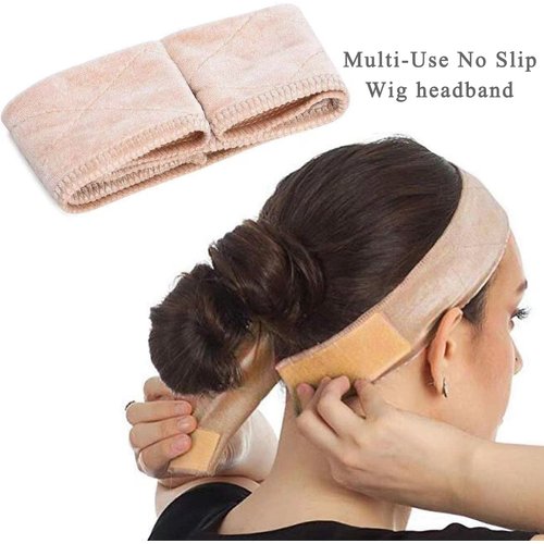 GOLRESOL Elastic Bands For Wigs, Wig Band for Wigs Edges Wrap to Lay Edges, Lace Melting Band for Keeping Wigs in Place, Wig Accessories, Wig Grip Headband to Keep Wig Grip No Slip (Nude, 2pcs)