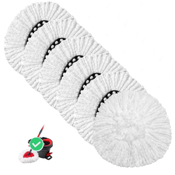 CLEAN PIONEER 6 Pack Spin Mop Replacement Heads for EasyWring 1-Tank Triangle Mop System, Microfiber Spin Mop Refills, Easy Cleaning Mop Head Replacement,6 Refills Heads