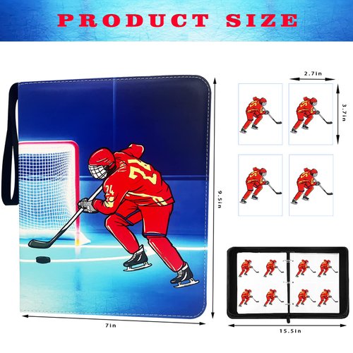 400 Pockets Hockey Cards Binder,Trading Cards Holder Card Collectors Album,Trading Card Binder 4 Pocket with 50 Removable Sleeves for Hockey Card and Sports Card