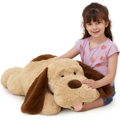 MorisMos Puppy Dog Stuffed Animal Soft Plush Dog Pillow, Big Dog Plush Toy for Girls Kids, 31 Inch, Brown