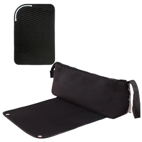 Yuzkouge Hair Tools Travel Bag and Heat Resistant Mat，Set of 2, Women Essentials Storage Pouch for Curling Iron Straightener Flat Iron Hair Dryer