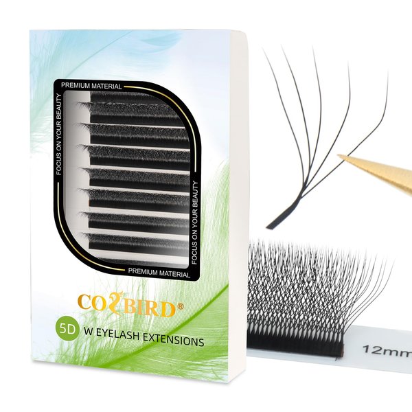 COZBIRD 5d W Lash Extensions W shape Eyelashes Premade Fans Volume Faux Mink Matte Black Fluffy yy Lash 12 Rows (0.07mm C curl 12mm)