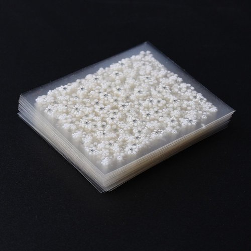 WOKOTO 30pcs White Adhesive 3d Nail Stickers Flower Nail Art Decoration Accessory With 1 Pcs Anti-Static Tweezers And 5 Pcs Wood Nail Art Stick Cuticle Pusher