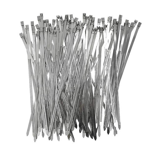 100pcs 304 Stainless Steel Cable Ties Wrap Coated Self Locking Metal Zip Ties (Stainless Steel, 11.8inch)