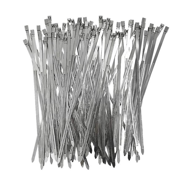 100pcs 304 Stainless Steel Cable Ties Wrap Coated Self Locking Metal Zip Ties (Stainless Steel, 11.8inch)