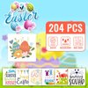 EMOME 204 Sheets Easter Tattoos for Kids Bulk, Individually Wrapped Easter Temporary Tattoos Stickers for Kids Boys Girls, Easter Egg Fillers Party Favors Supplies