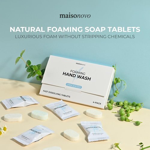 MAISONOVO 4 Pack Unscented Foaming Hand Soap Tablets