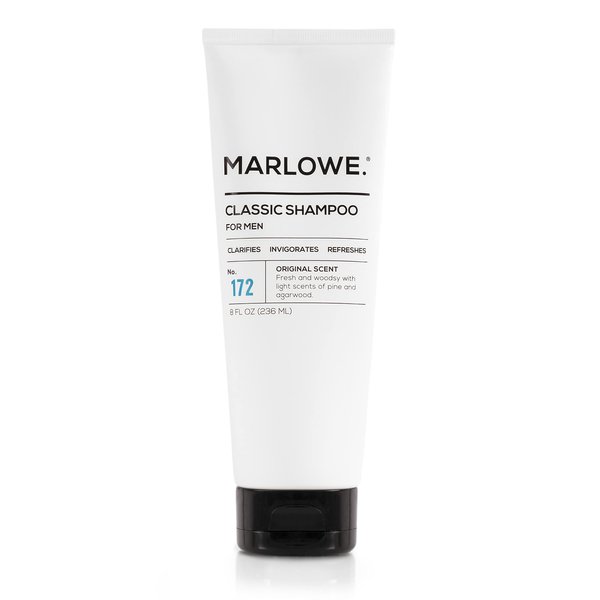 MARLOWE. No.172 Classic Mens Shampoo, Clarifies, Invigorates and Refreshes Hair with Moisturizing Argan Oil & Coconut Oil, All Hair Types, Paraben & Phthalate Free, 8 Fl Oz