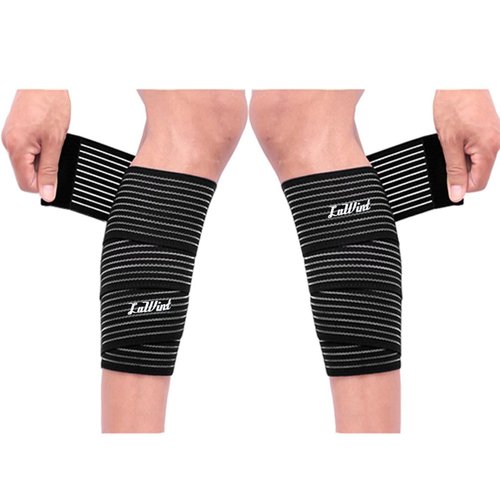 Luwint 2PACK Calf Compression Bandage, Elastic Leg Band Calves Wrap for Men Women - Stretch Pain Relief Support Strap for Sports Gym Weightlifting Working Out Running (Black / 60'' Length)