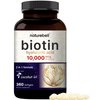 Biotin 10000mcg + Hyaluronic Acid 25mg | 360 Coconut Oil Softgels, Premium Biotin Vitamins for Hair Skin and Nails, Highly Purified and Bioavailable, Quick Release