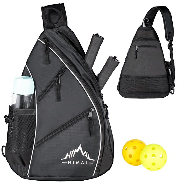 Himal Pickleball Bag-Adjustable Pickleball,Tennis,Racketball Sling Bag-Pickleball Backpack with Water Bottle Holder for Men (black)